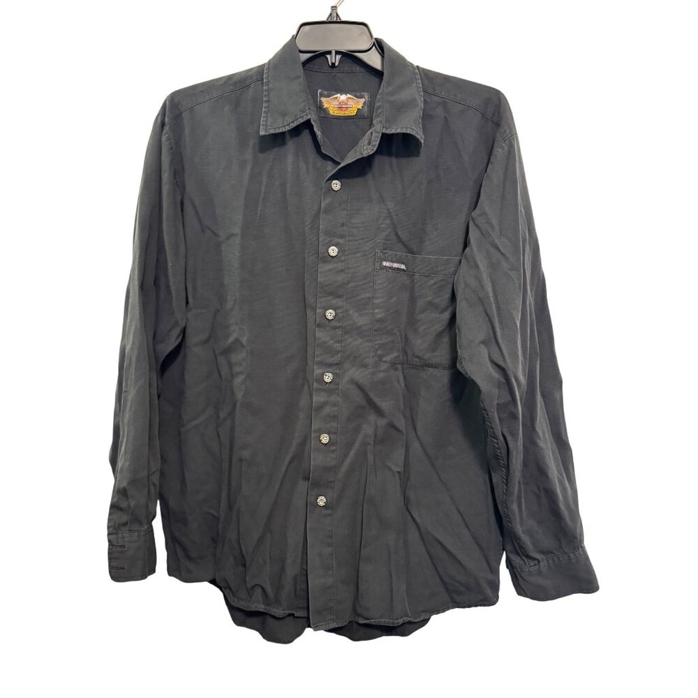 Harley-Davidson Mens Button-Up Long Sleeve Shirt XL Black Casual Classic Style